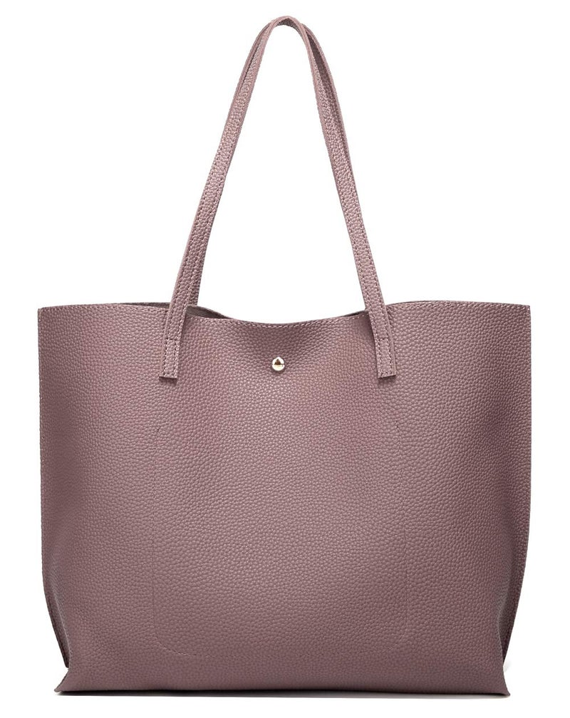 Dreubea Women's Soft Faux Leather Tote Shoulder Bag from, Big Capacity Tassel Handbag Dark Pink - Image 3